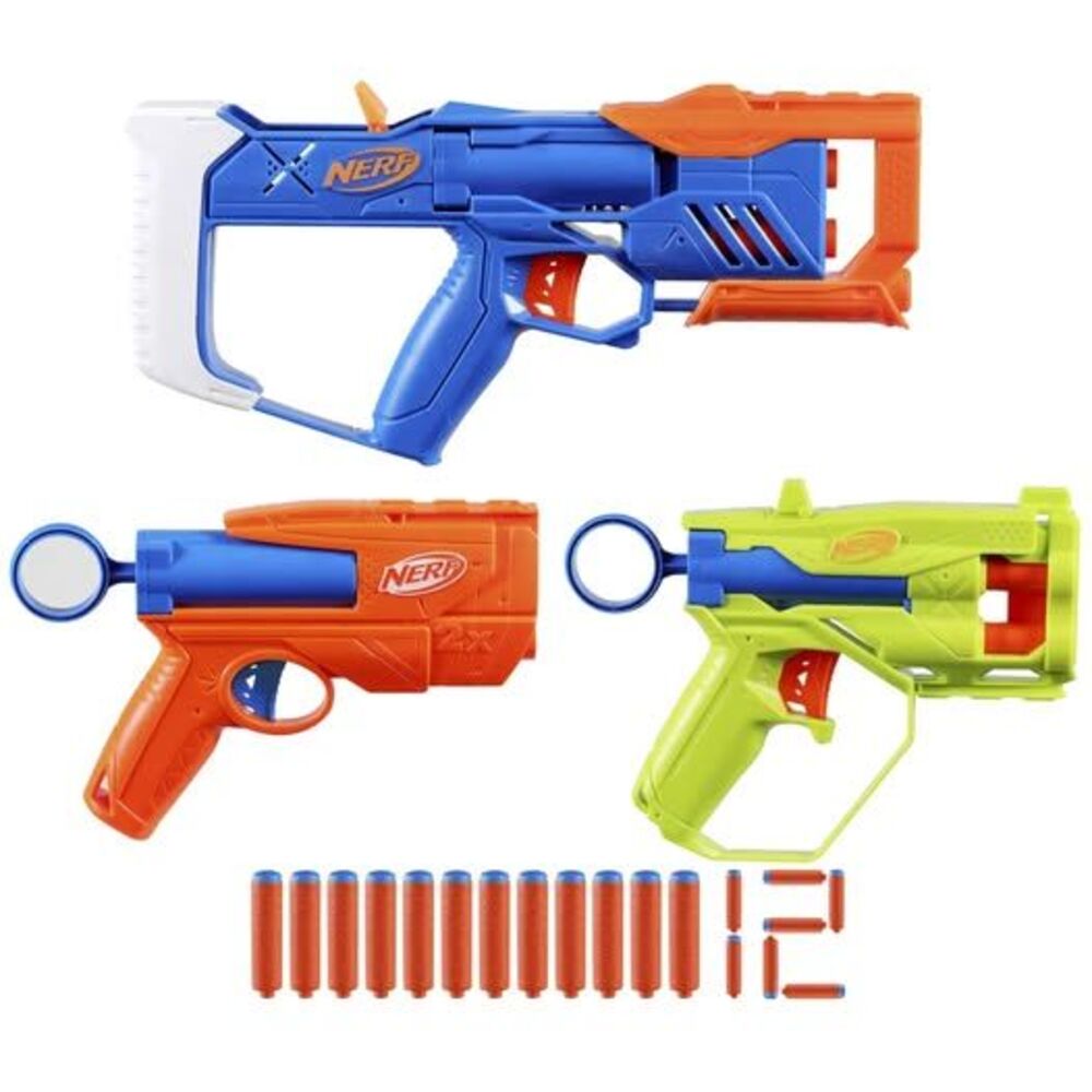 Nerf N Series Triple Action 3-Blaster Pack, 12 Nerf N1 Darts!